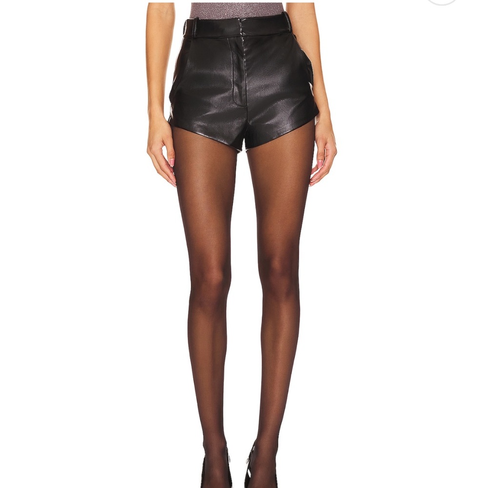 Amanda Uprichard Black Faux Leather Shorts